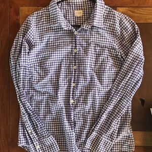 J.Crew Purple & White Checkered Blouse